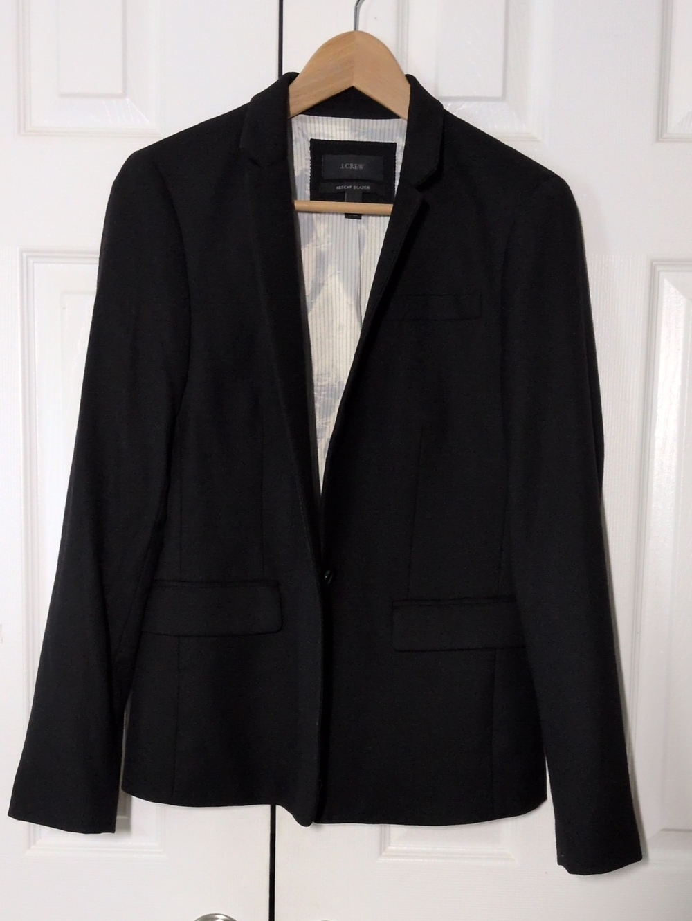J. Crew women's Black Regent Wool Single-Button Tailored  Blazer 8